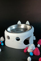 MİLO Beyaz Mama Kabı Standı – Paslanmaz Çelik, Ergonomik ve Stabil