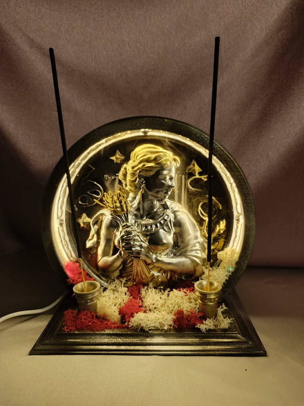 Başak Burcu Işıklı Tütsülük–El Yapımı 3D Figürlü Ledli Geri Akış&Çubuk Tütsülük|Burç Hediyesi