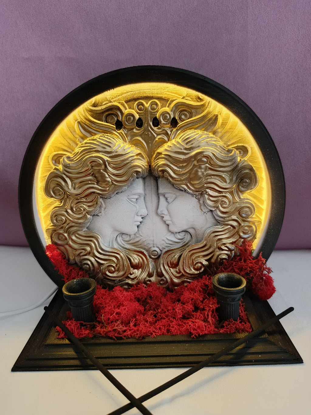 İkizler Burcu Tütsülük & Led Gece Lambası | Burçların Zarif Işıltısı | Estetik & Huzur