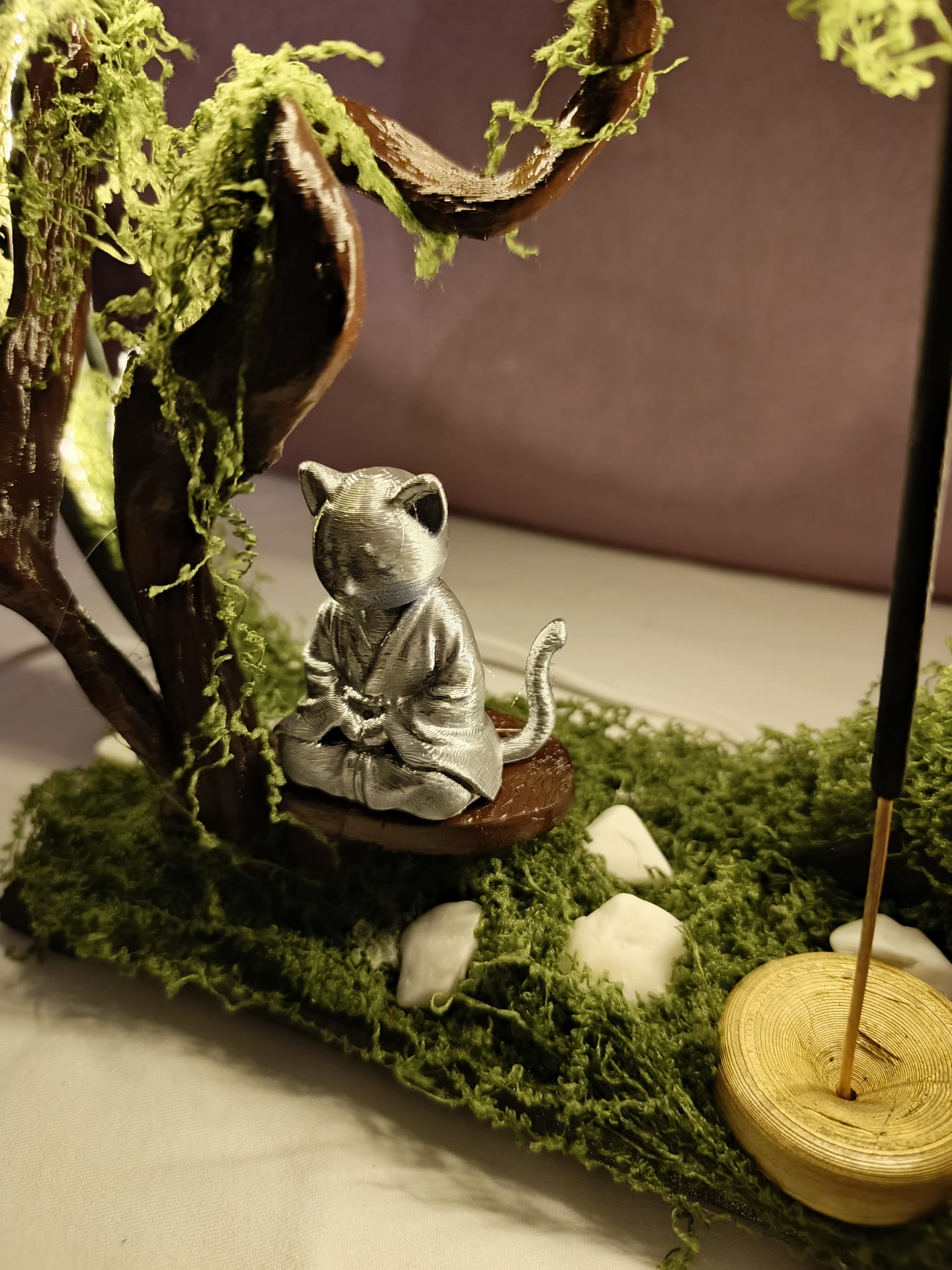 Zen Kedi Tütsülük & Led Gece Lambası | Meditasyonun Büyüsü | Estetik Ve Huzur