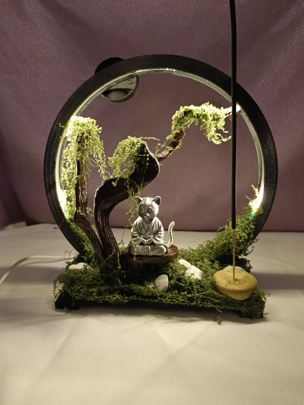 Zen Kedi Tütsülük & Led Gece Lambası | Meditasyonun Büyüsü | Estetik Ve Huzur