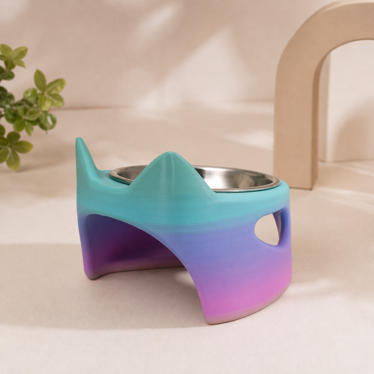 Mochi Kedi Kulaklı Yükseltilmiş Mama Kabı – Çıkarılabilir Paslanmaz Çelik Hazneli, Ergonomik Kedi & Küçük Irk Köpek Mama Kabı (Gradient Tasarım)