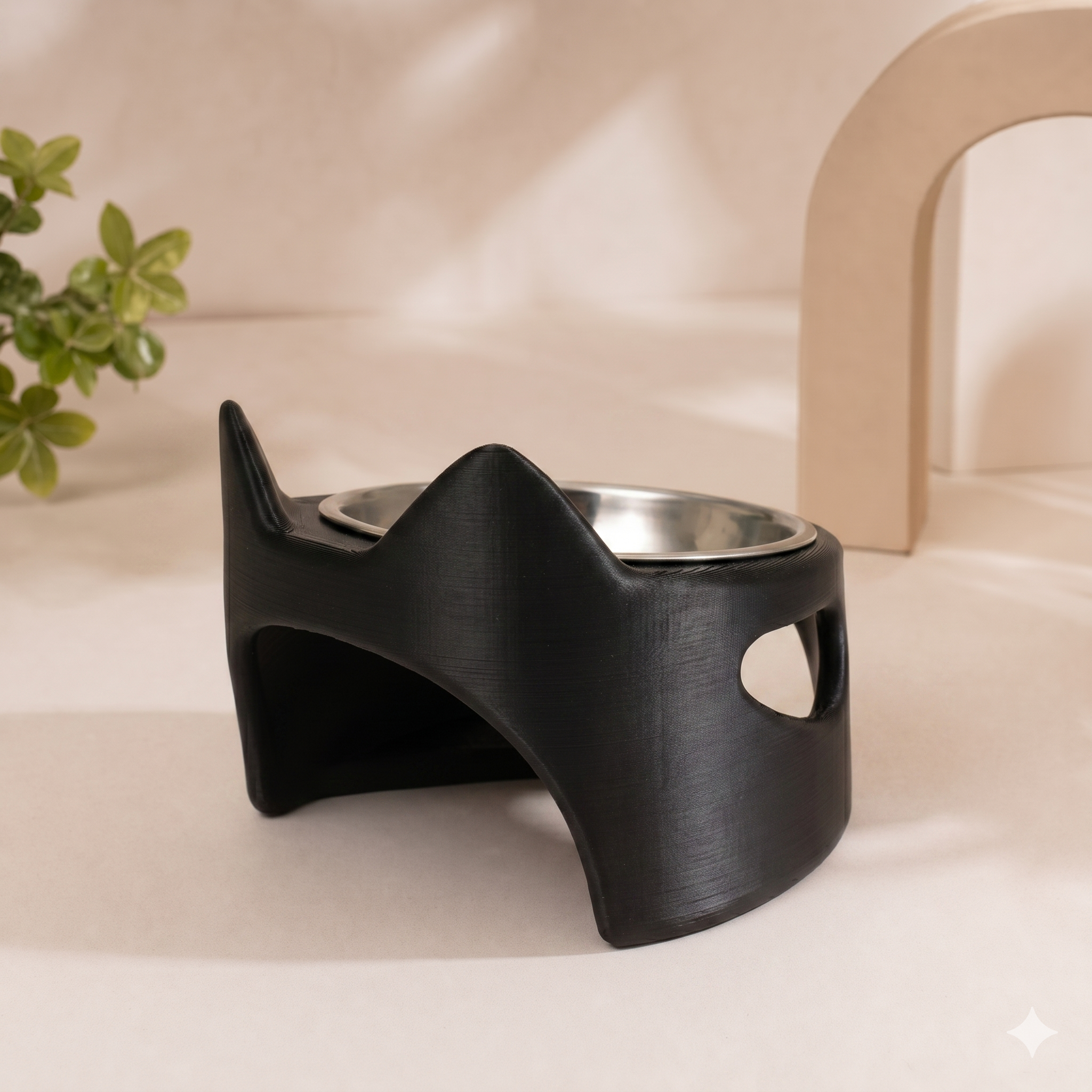 Mochi Kedi Kulaklı Yükseltilmiş Mama Kabı – Çıkarılabilir Paslanmaz Çelik Hazneli, Ergonomik Kedi & Küçük Irk Köpek Mama Kabı - Siyah