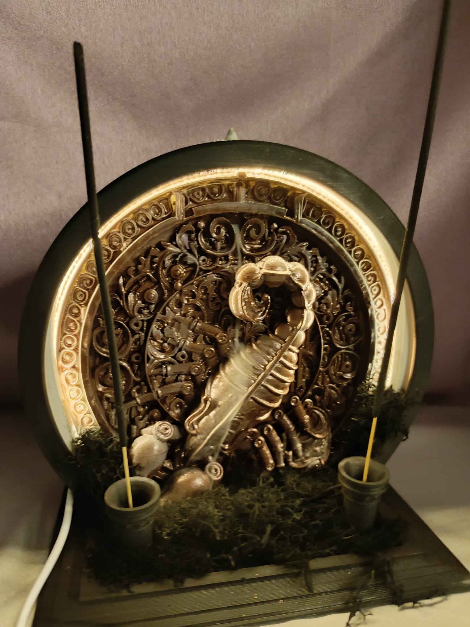 Akrep Burcu Işıklı Tütsülük | El Yapımı 3D Neon Ledli Geri Akış & Çubuk Tütsülük Dekor