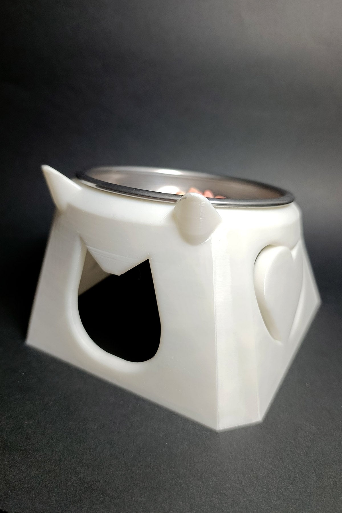 Luci Yüksek Ayaklı Kedi Mama Kabı - Boyun Koruyucu Eğik Tasarım - Anti-Stres Metal Kase