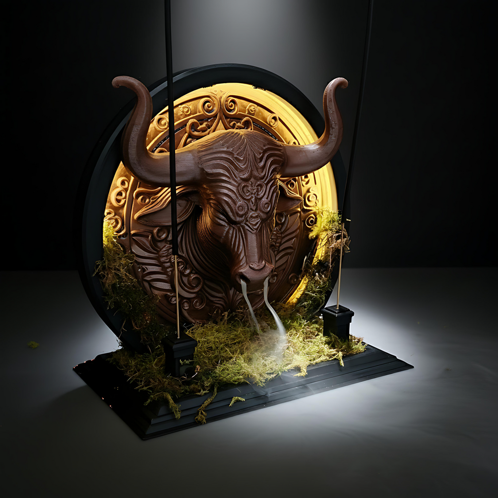 Boğa Burcu Tütsülük & Led Gece Lambası | Toprak Enerjisi | Güç ve Huzurun Sembolü