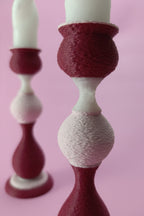 Cherry Duo 2'li Dekoratif Şamdan Mumluk Seti | Pastel Renkli Dokulu Modern Pinterest Tasarım