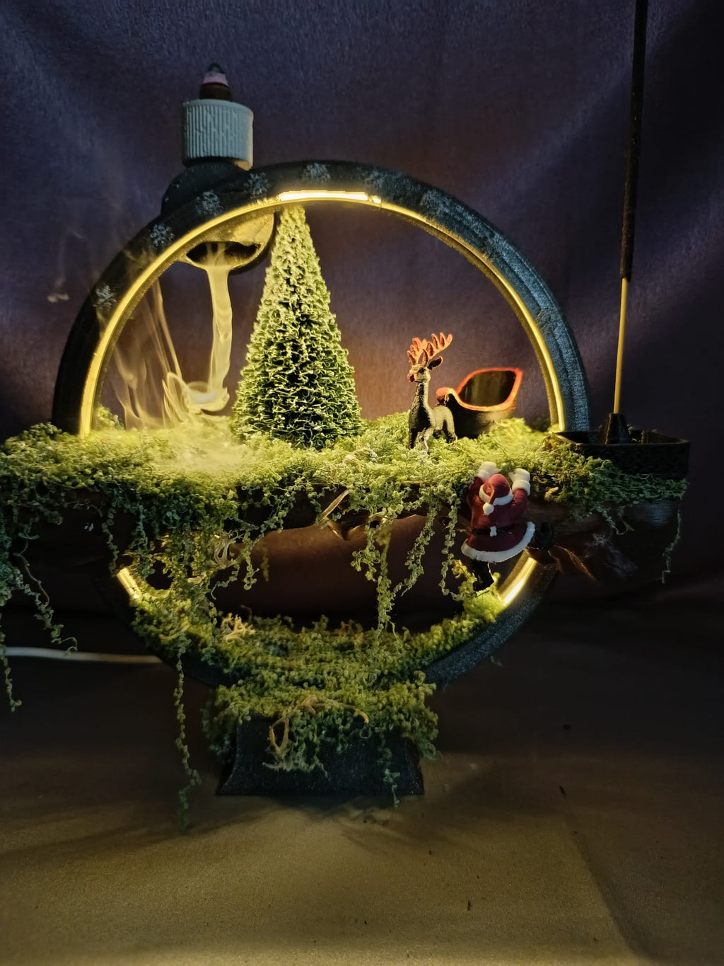 LED Işıklı Yılbaşı Orman Konseptli Geri Akış & Çubuk Tütsülük Dekor