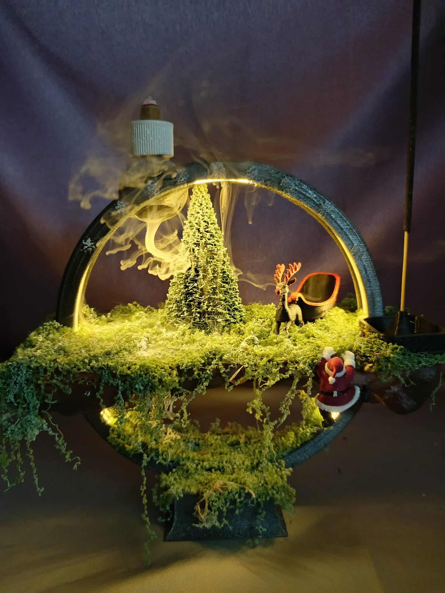 LED Işıklı Yılbaşı Orman Konseptli Geri Akış & Çubuk Tütsülük Dekor