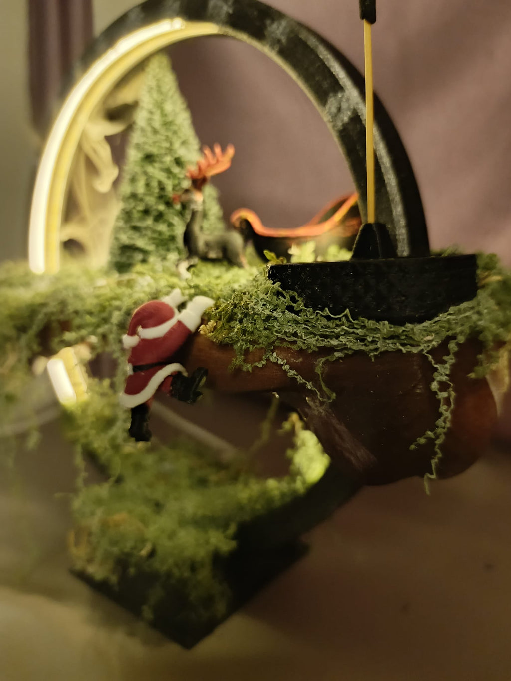 LED Işıklı Yılbaşı Orman Konseptli Geri Akış & Çubuk Tütsülük Dekor