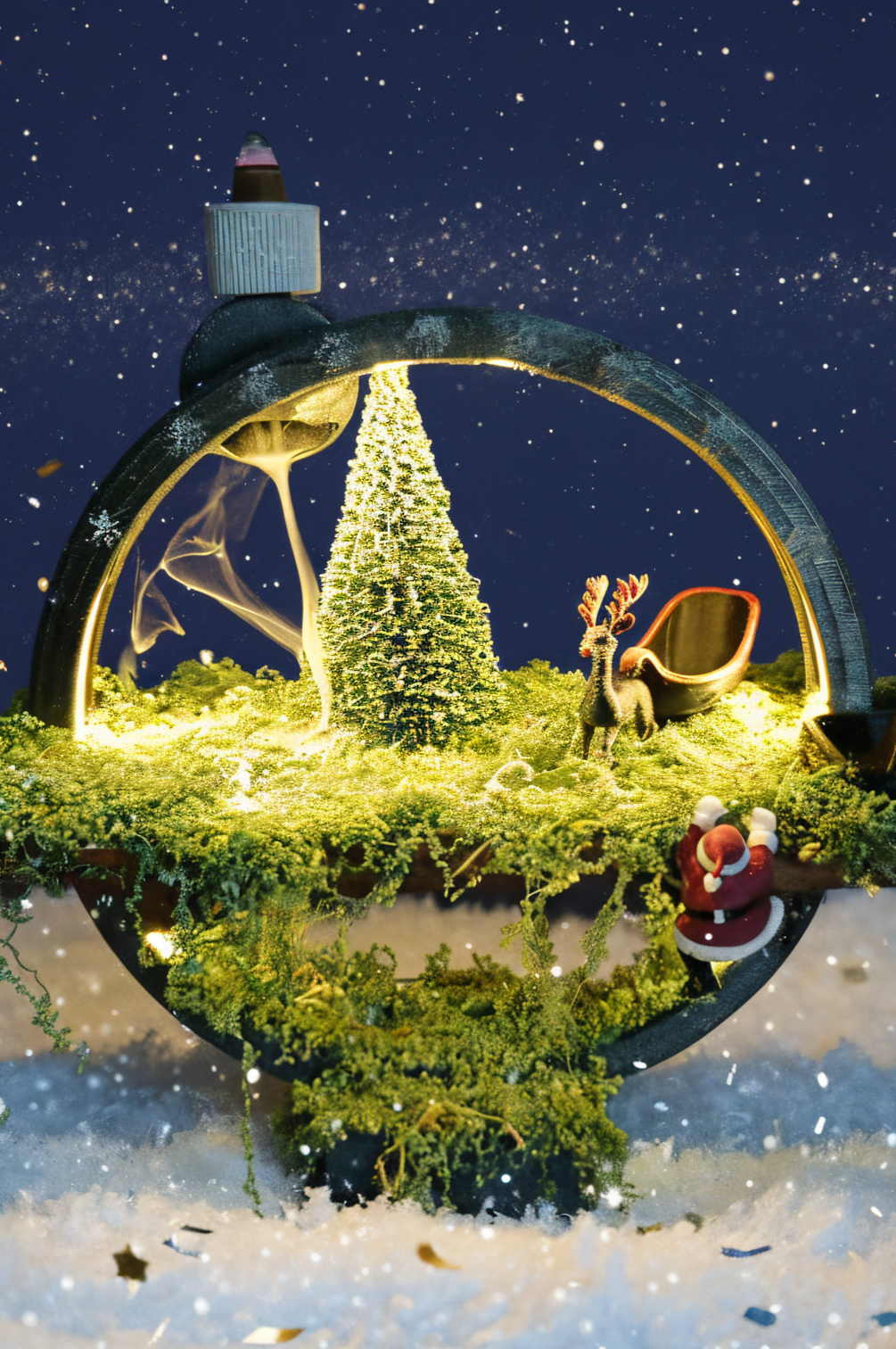 LED Işıklı Yılbaşı Orman Konseptli Geri Akış & Çubuk Tütsülük Dekor