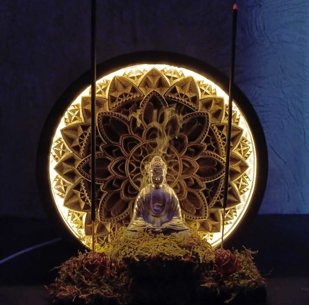 Anicca Zen Sakinlik Tapınağı Led ışıklı tütsülük Geri Akış Tütsülü Gece Lambası