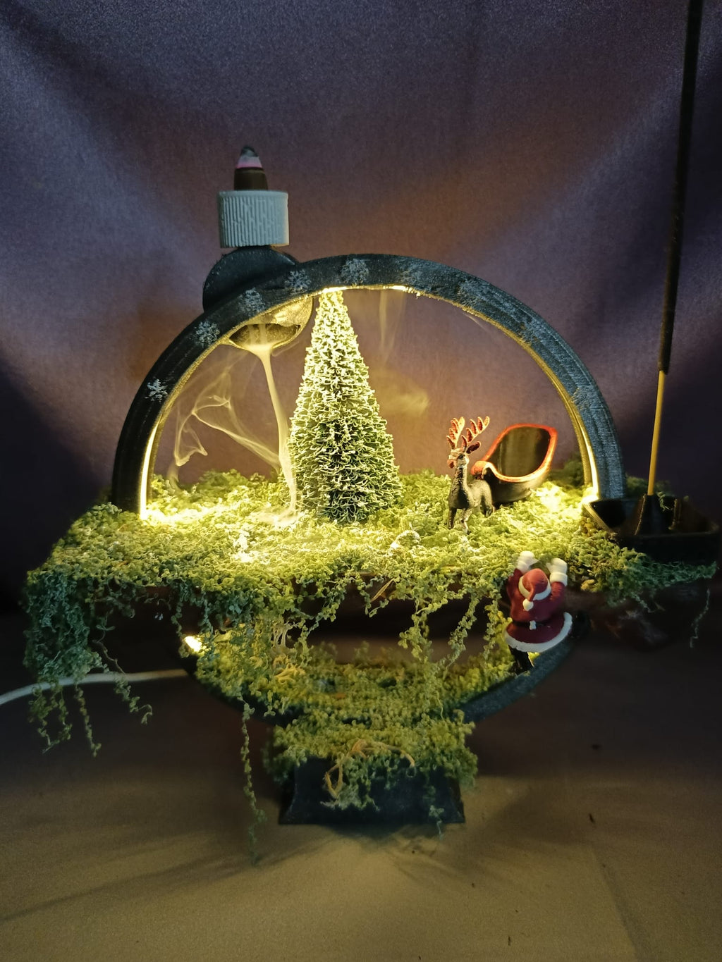 LED Işıklı Yılbaşı Orman Konseptli Geri Akış & Çubuk Tütsülük Dekor