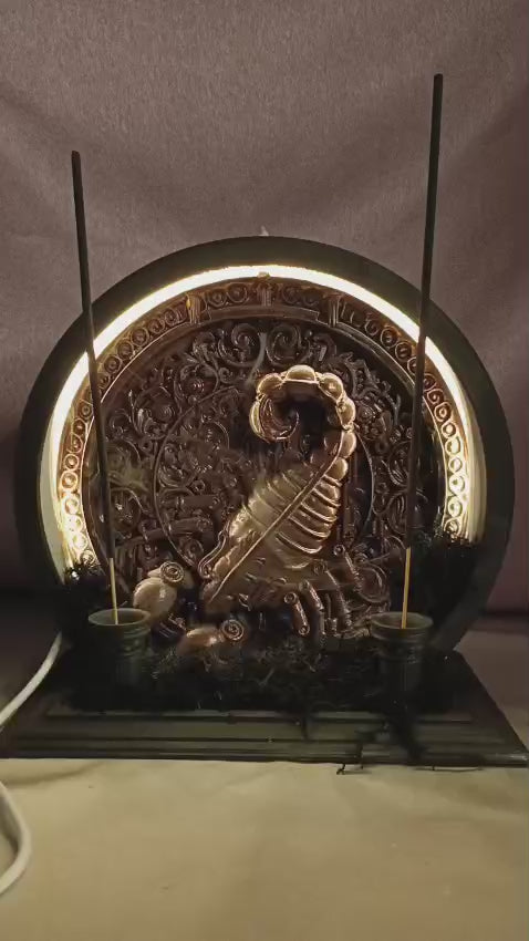 Akrep Burcu Işıklı Tütsülük | El Yapımı 3D Neon Ledli Geri Akış & Çubuk Tütsülük Dekor