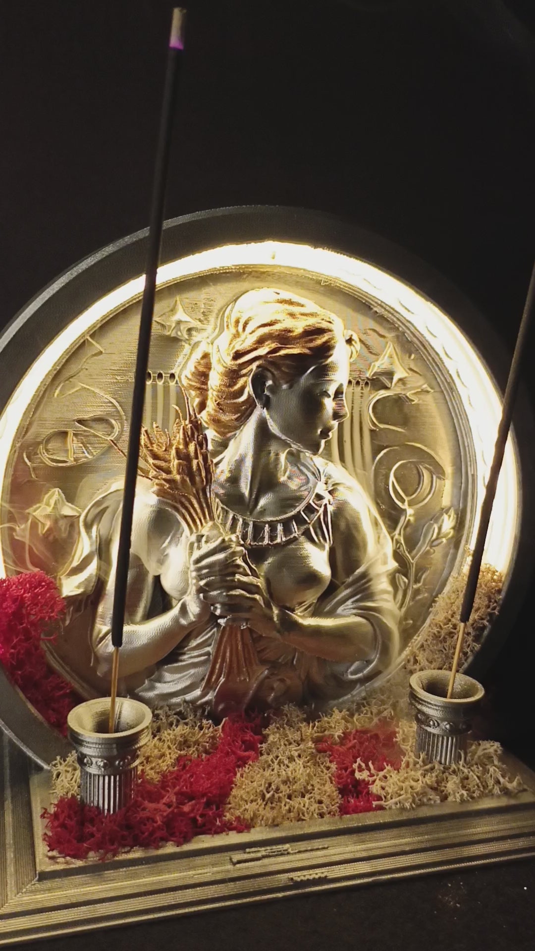 Başak Burcu Işıklı Tütsülük–El Yapımı 3D Figürlü Ledli Geri Akış&Çubuk Tütsülük|Burç Hediyesi