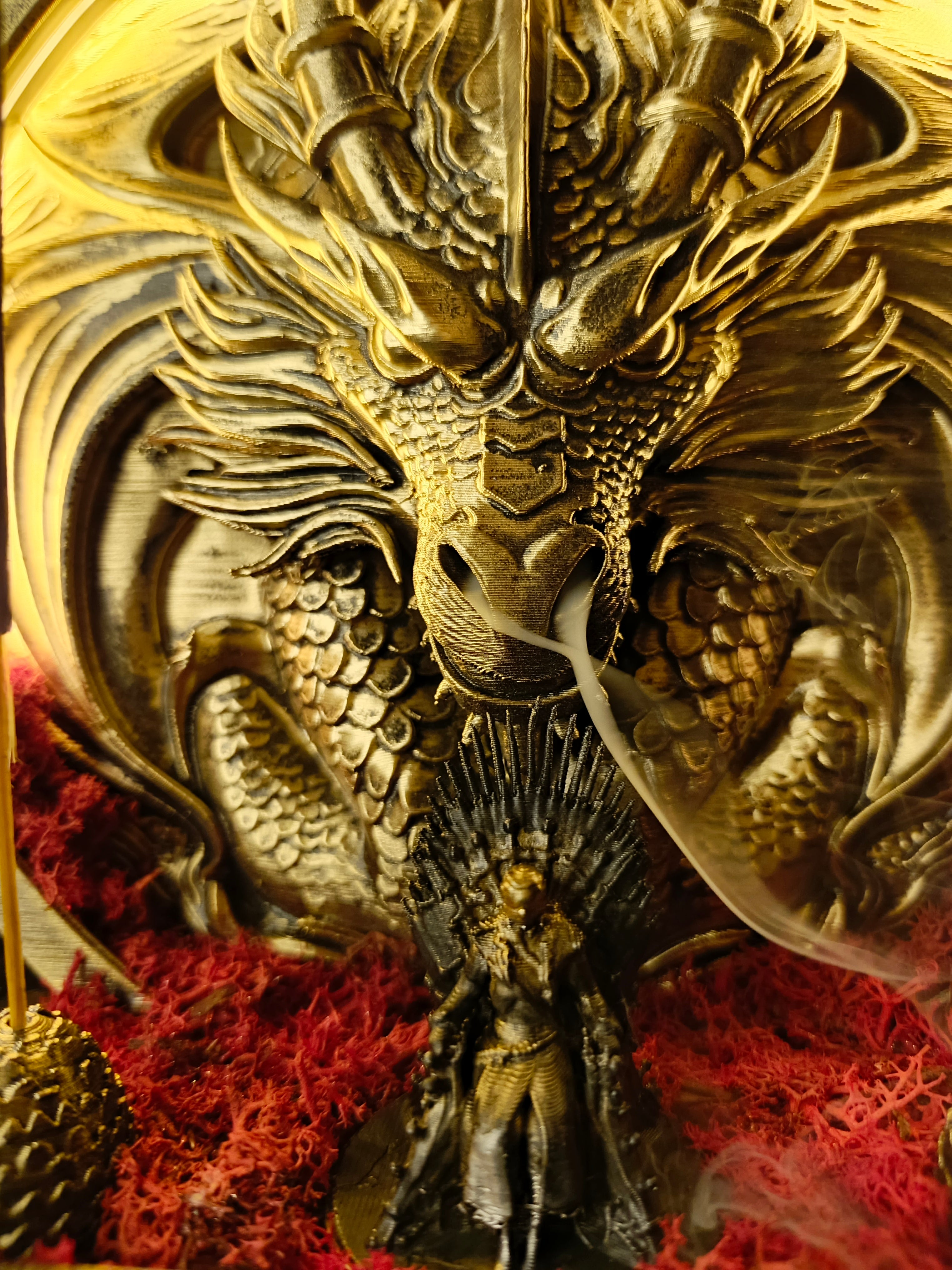 Işıklı Game of Thrones Ejderha Geri Akışlı ve Çubuk Tütsülük - Dekoratif Biblo
