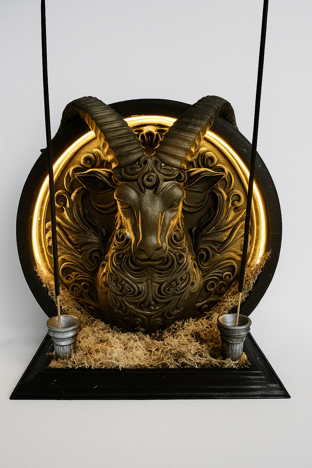 Oğlak Burcu LED Işıklı Çift Fonksiyonlu Tütsülük–Geri Akış Çubuk Tütsü, Doğal Yosunlu