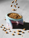 Pixi Kedi Mama Kabı Standı – %13 Eğimli Ergonomik Tasarım, PETG Gövde + Paslanmaz Çelik Kase