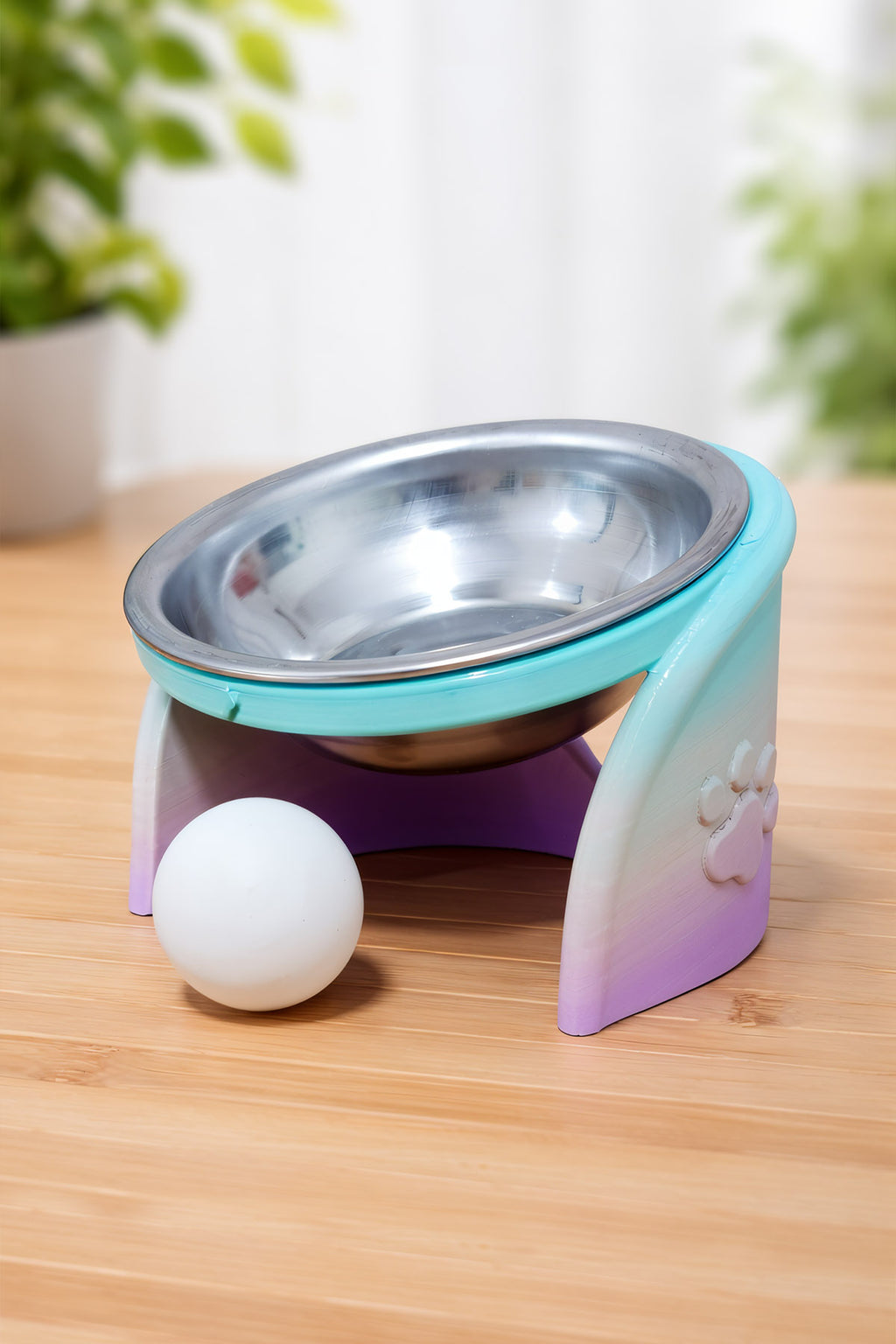 Pixi Kedi Mama Kabı Standı – %13 Eğimli Ergonomik Tasarım, PETG Gövde + Paslanmaz Çelik Kase