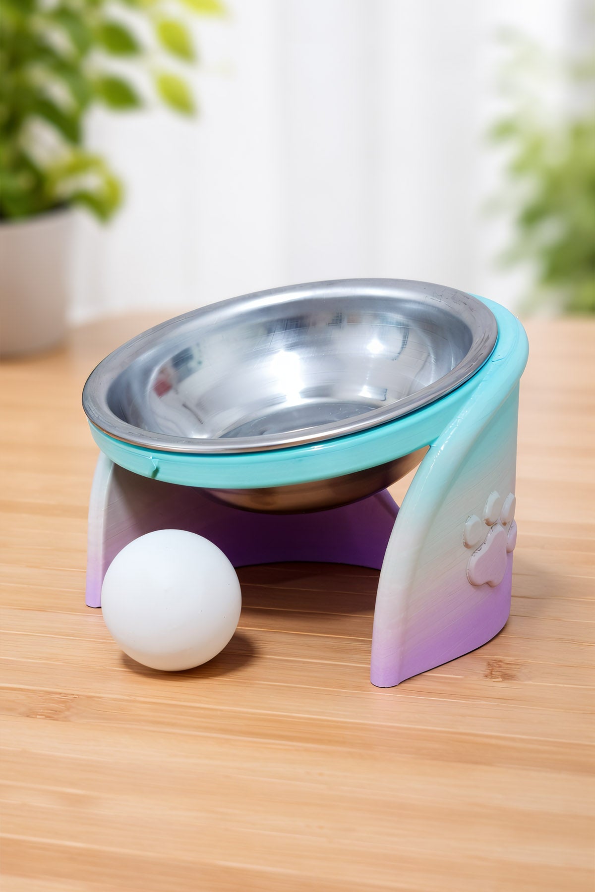 Pixi Kedi Mama Kabı Standı – %13 Eğimli Ergonomik Tasarım, PETG Gövde + Paslanmaz Çelik Kase